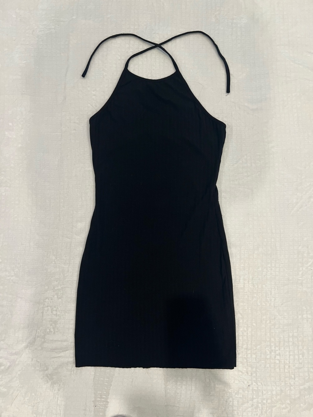 SHEIN Black Halter Tie-Back Mini Dress